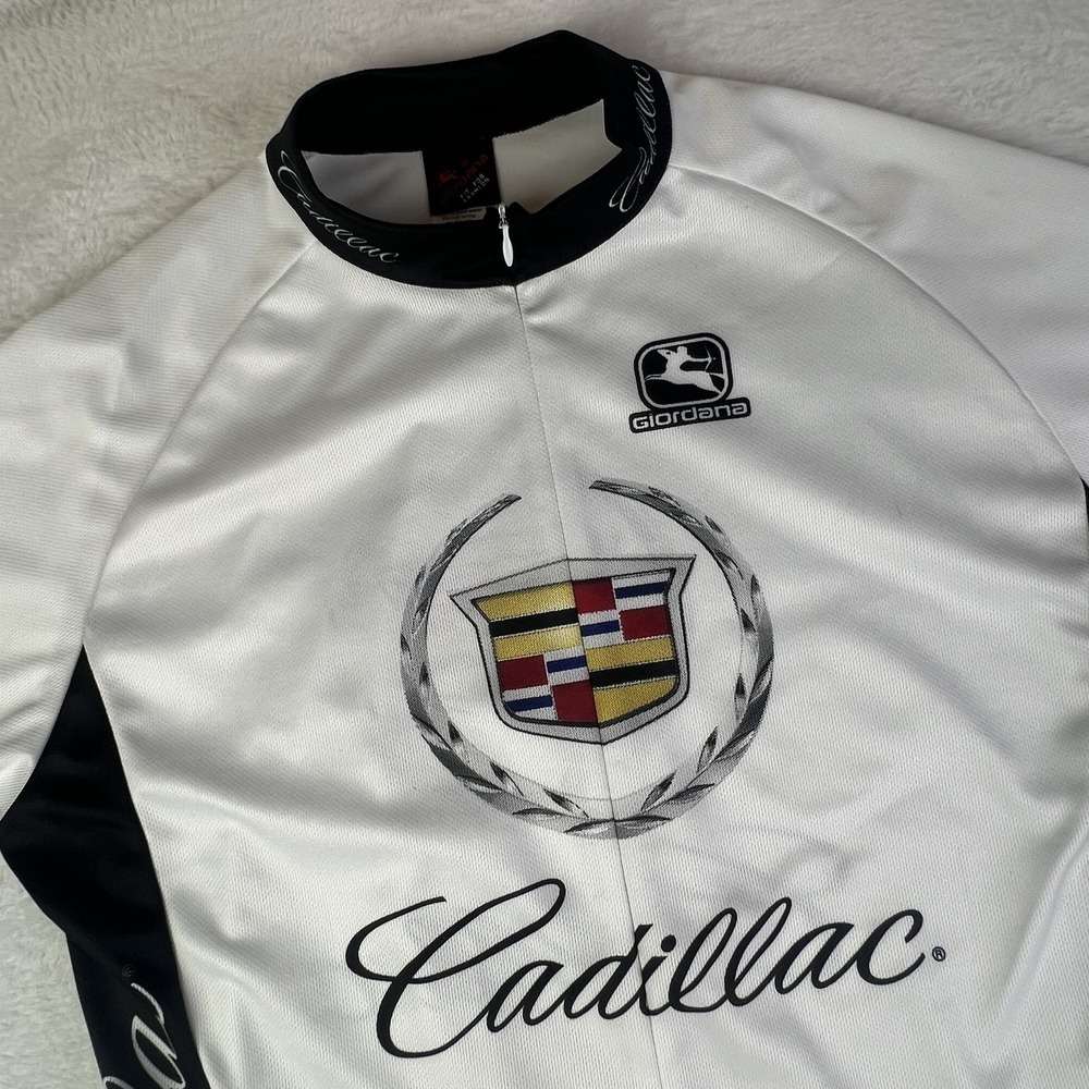 Giordana Cadillac Pro Jersey Mens L White Cycling Short‎ Sleeve Zip Italy